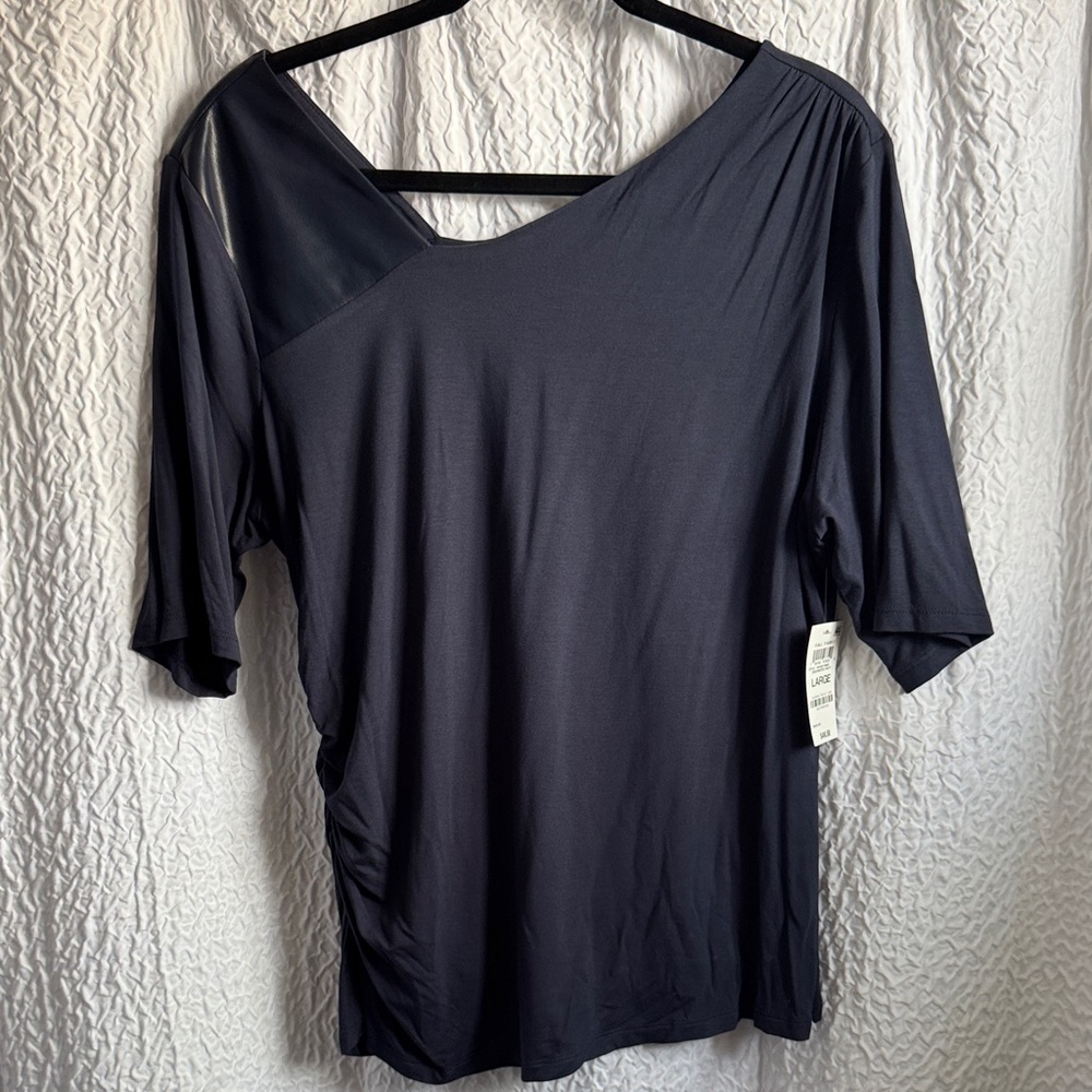 INC International Concepts Navy Short Sleeve Top